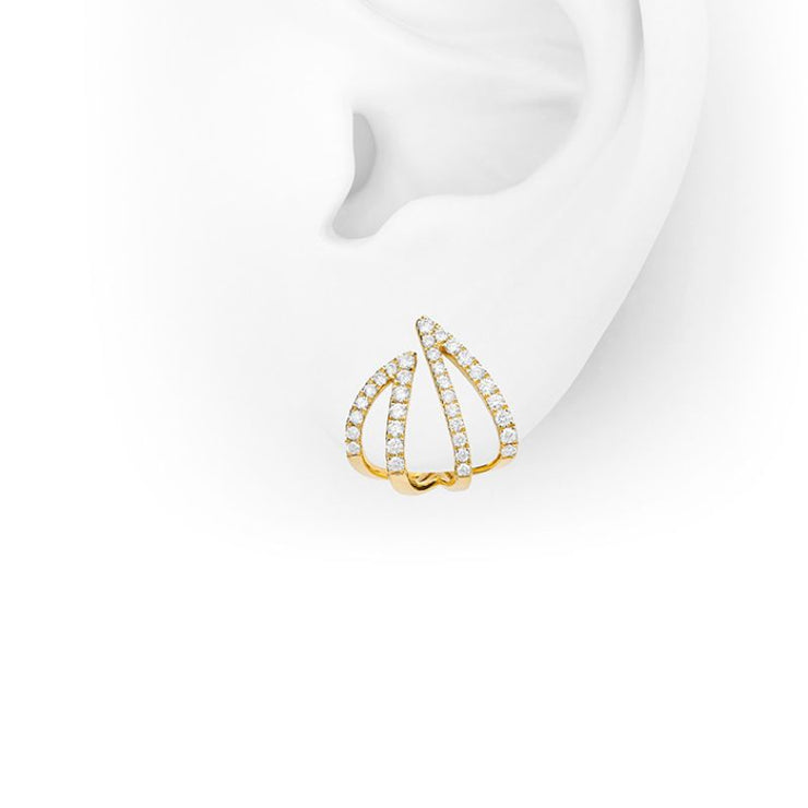 14K Yellow Gold Diamond Line Earrings