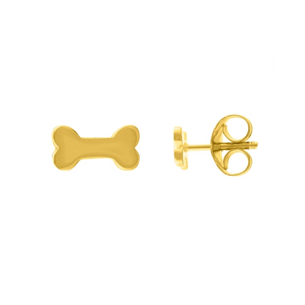 14k Yellow Gold Dog Bone Stud Earrings