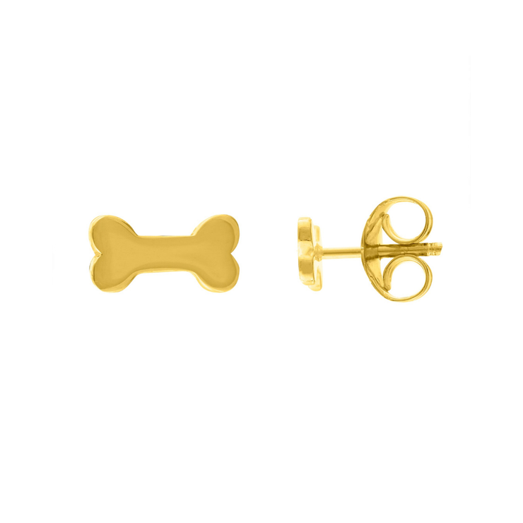 14k Yellow Gold Dog Bone Stud Earrings