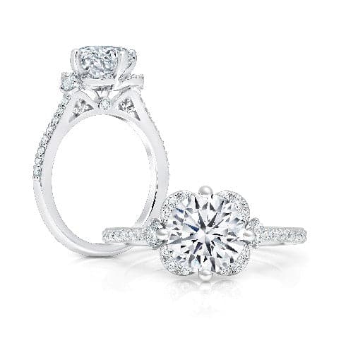 Peter Storm  Round Diamond Halo Cathedral Engagement Ring