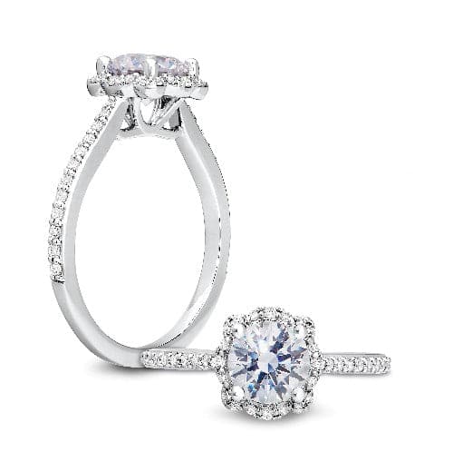 Peter Storm Round Diamond Halo Engagement Ring