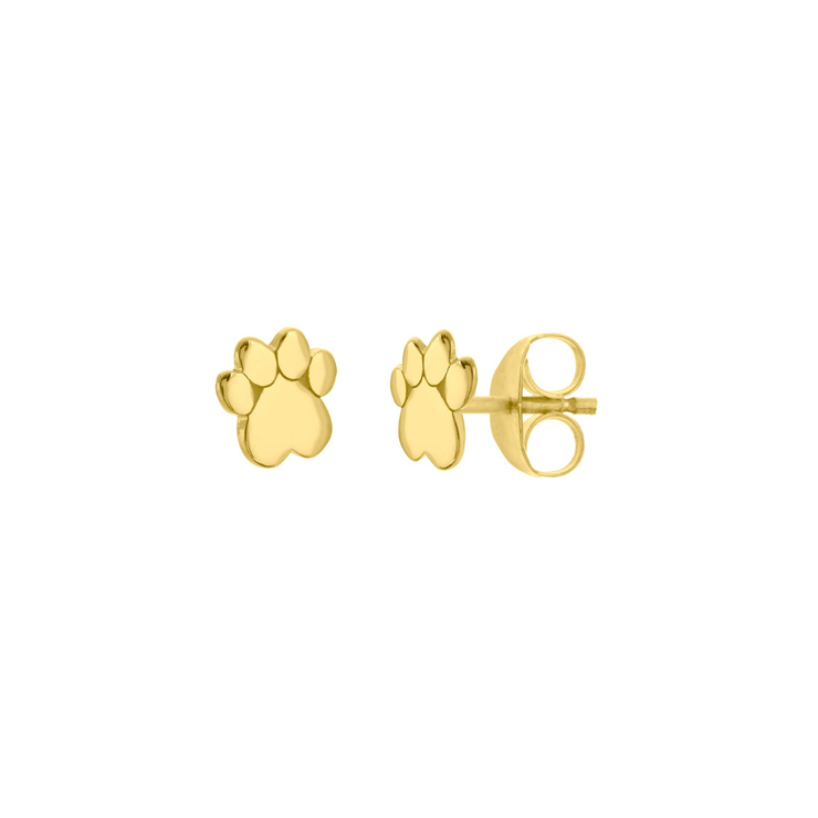 14k Gold Dog Paw Print Earrings
