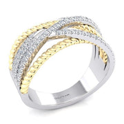 14k Yellow & White Gold Diamond Twist Ring .35ctw